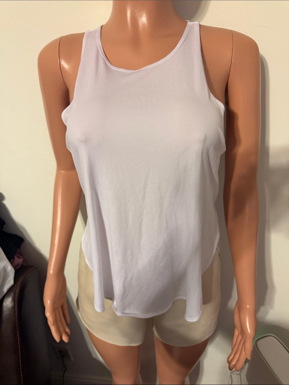 Fabletics White Racerback Scoop Tank